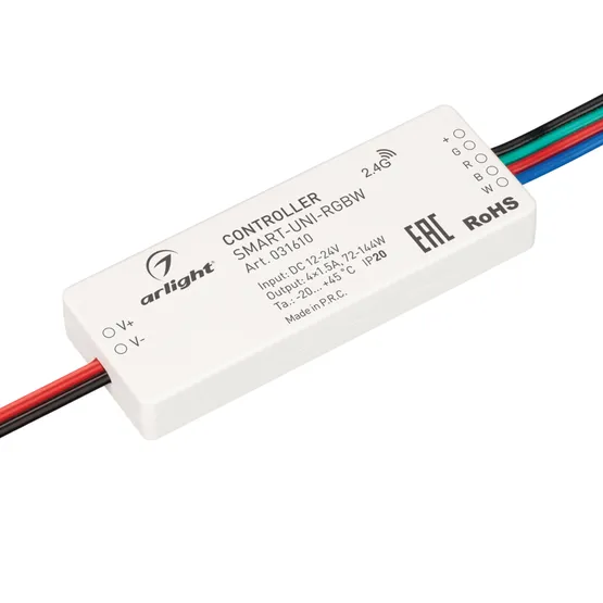 Фото товара Контроллер SMART-UNI-RGBW (12-24V, 4x1.5A, 2.4G) (Arlight, IP20 Пластик, 5 лет)