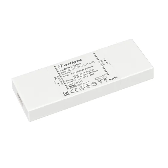 Фото #1 товара Блок питания ARV-SP-48024-FLAT-PFC (48V, 0.5A, 24W) (Arlight, IP20 Пластик, 5 лет)