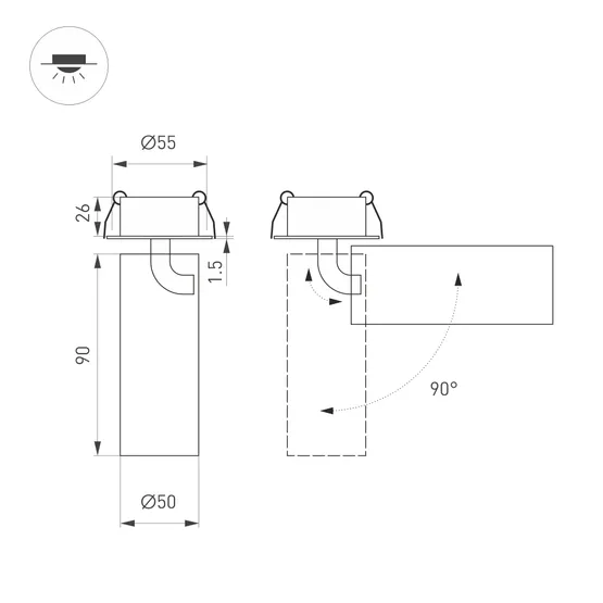 Фото #3 товара Светильник SP-GABI-BUILT-FLAP-R50-9W Warm3000 (WH, 60 deg, 230V) (Arlight, IP40 Металл, 5 лет)